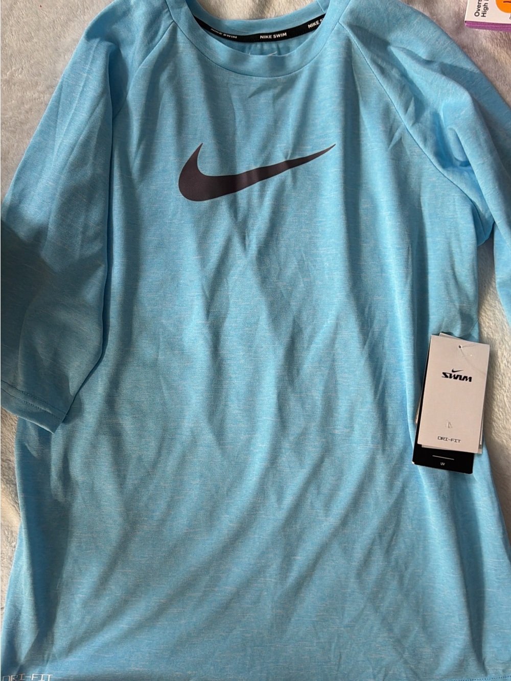 Nike Light Blue Short Sleeve Tee with Black Swoosh